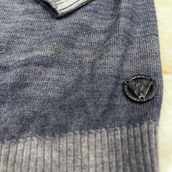Guess Men’s Blue Gray V-Neck Cardigan Unique Dyed Look Size Small - Picture 4 of 10